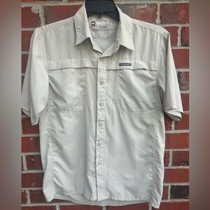 Simms Fishing Guide Series Beige Short Sleeve Button Up Vented Fishing Shirt Z7